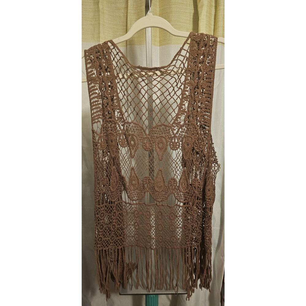 Roommates Womens Brown Boho Knit Vest Size L